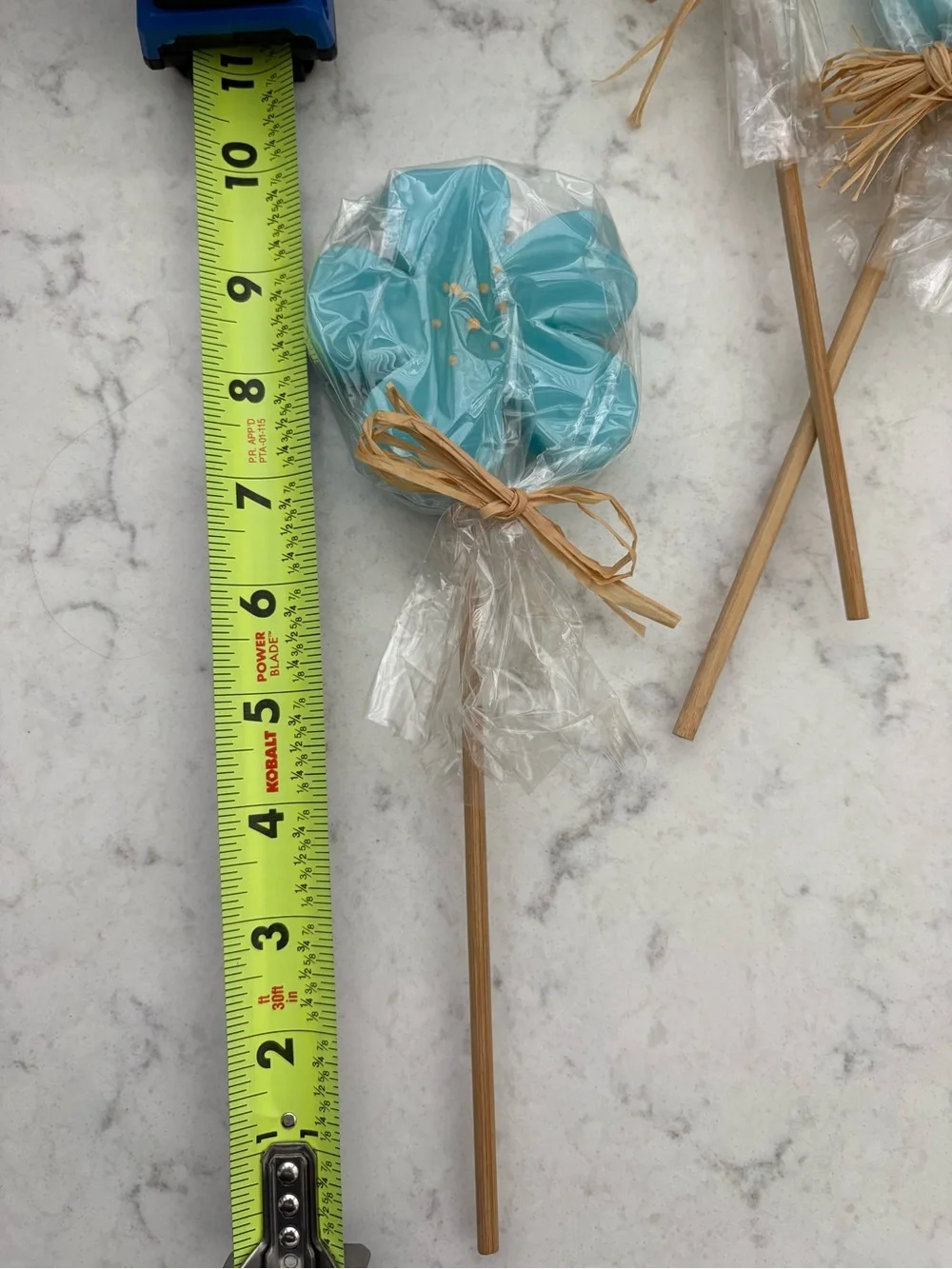 Tag Blue and Green Flower Lollipop Pick Candles - Home Party Supplies
